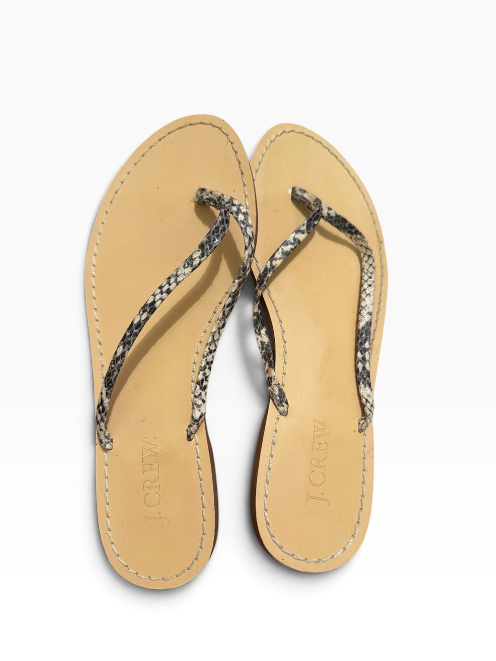 J. Crew leather thong sandals snake-print Flip Flops size 7